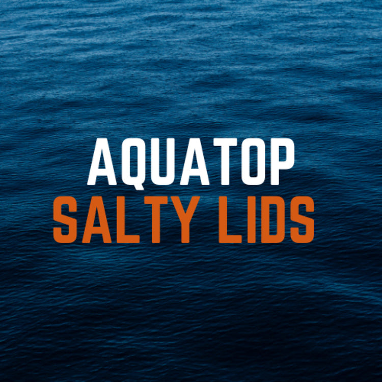 Salty Lids custom polycarbonate aquarium lids designed for Aquatop tanks — precision CNC-cut, lightweight, and built with screened ventilation and access caps for superior fit and function.