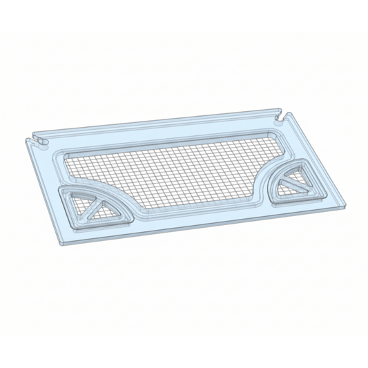 Salty Lids 3/8 and 1/2 inch polycarbonate aquarium lid for Lifegard Aquatics 14.26 AIO Peninsula tank with screened ventilation and CNC cutouts